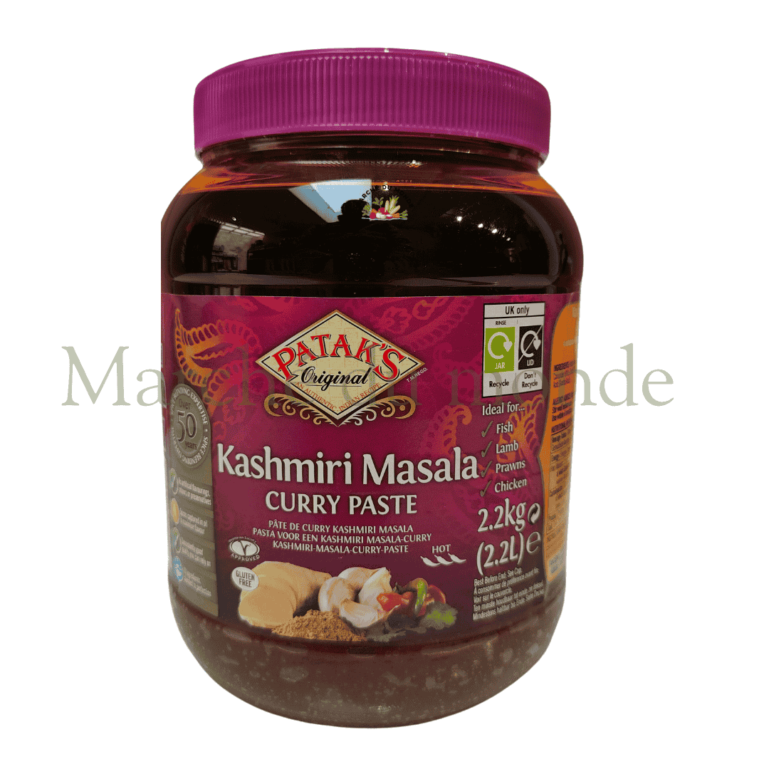 Pot de Kashmiri Masala Curry Paste 2.2kg, offrant une saveur épicée et douce pour vos currys maison
